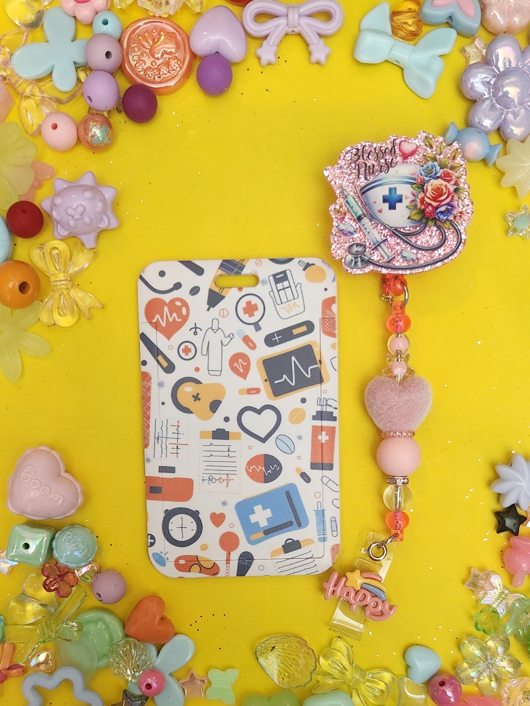 Heart pink ID Lanyard