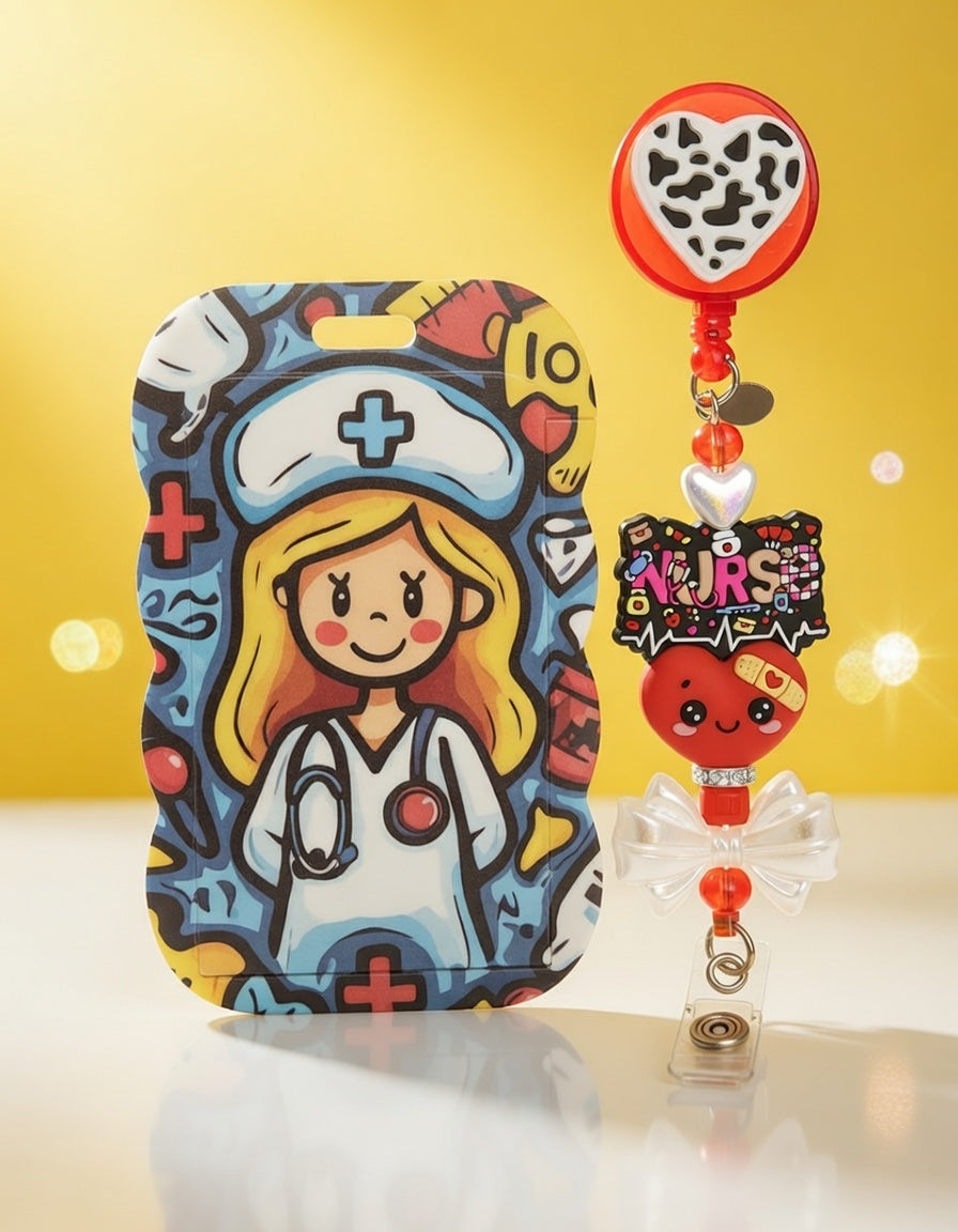 Nurse Doodle Vibes ID Holder and Reel