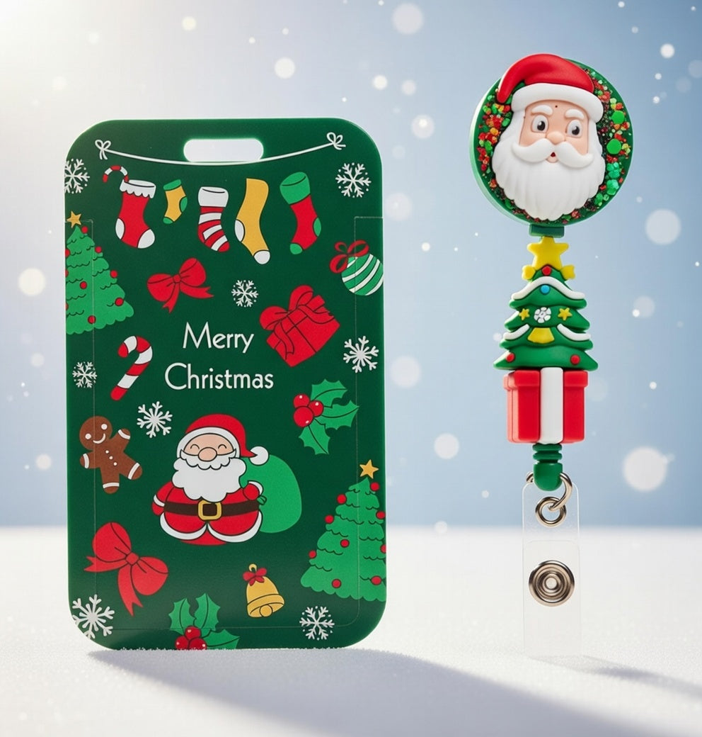 Santa Claus Chrismas ID Holder and Reel