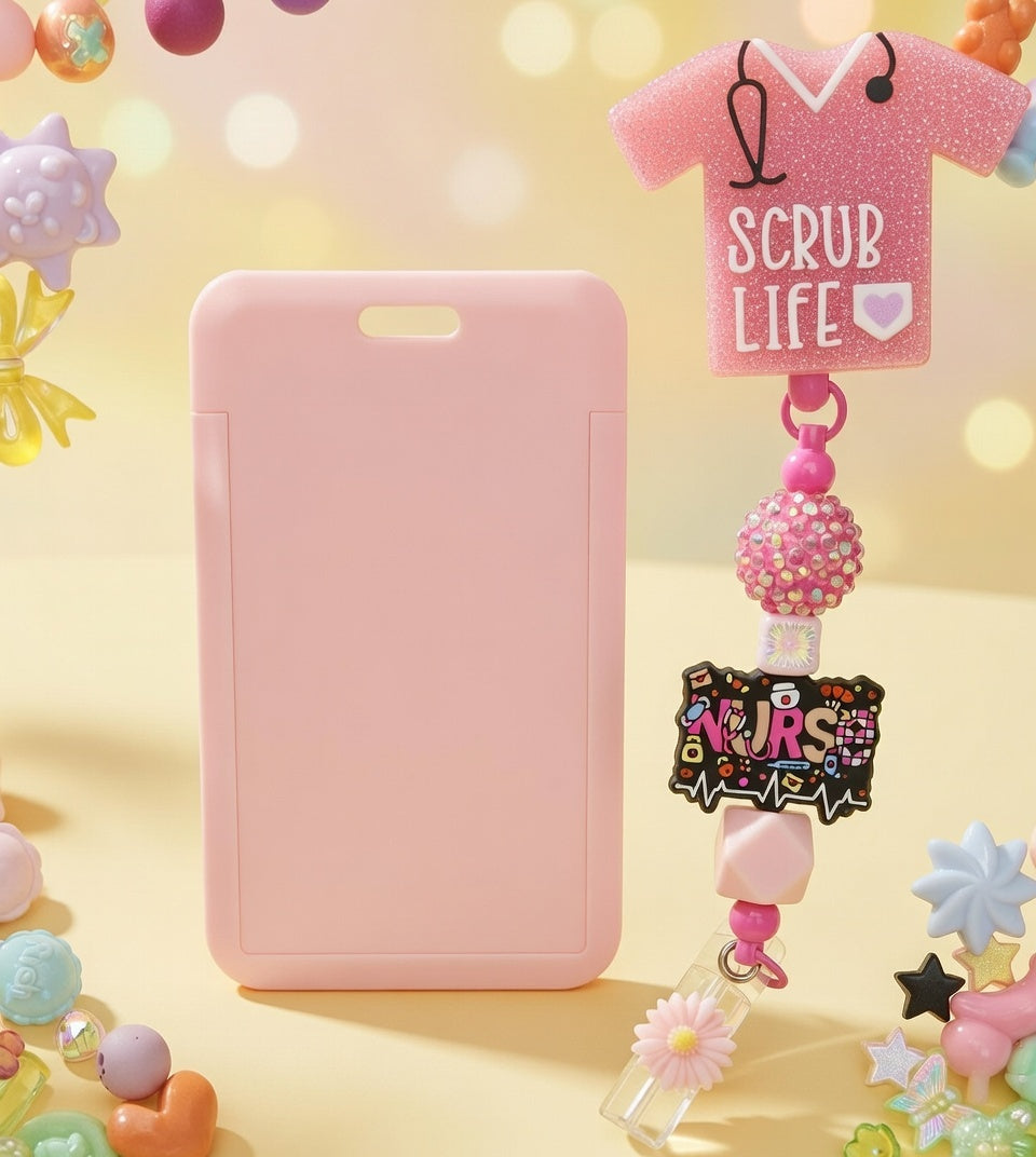 Scrub Life Nurse Retractable ID Holder and Reel