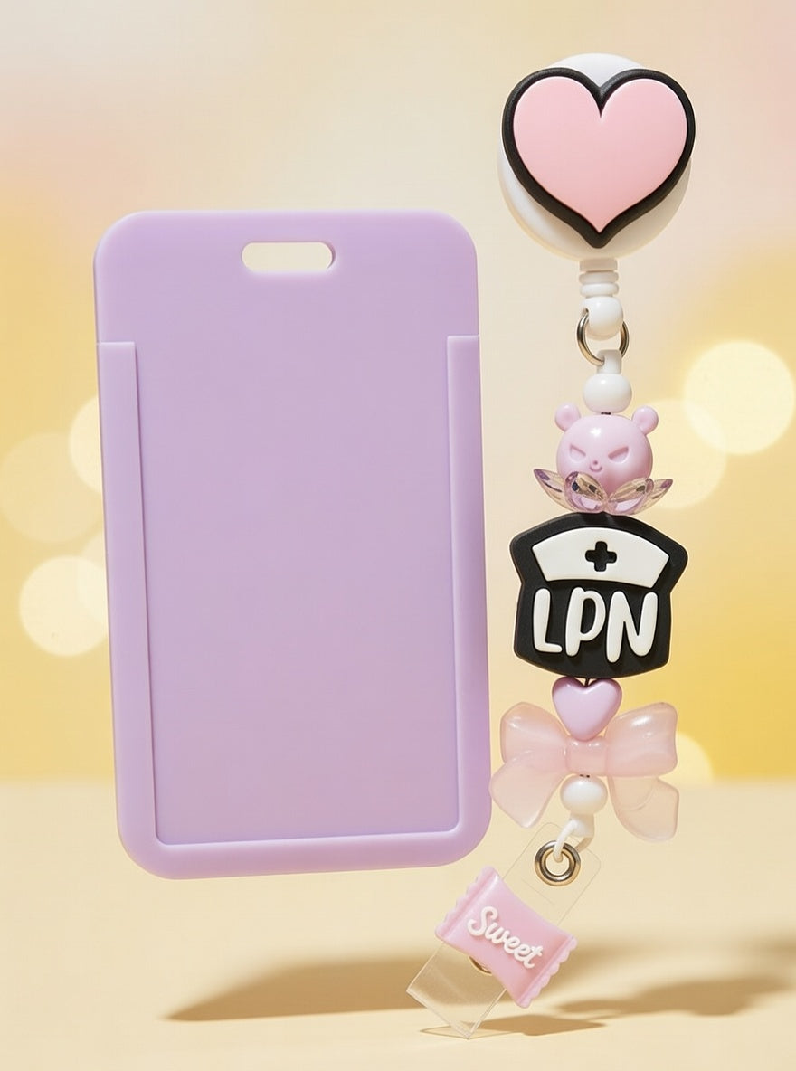 Sweet LPN Heart ID Holder and Reel