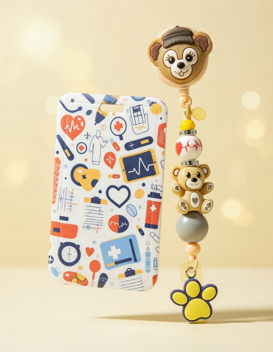 Teddy Nurse Vibes ID Holder and Reel