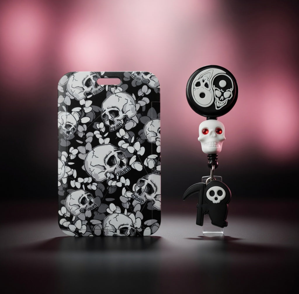 Skull & Grim Reaper  ID Holder & Reel