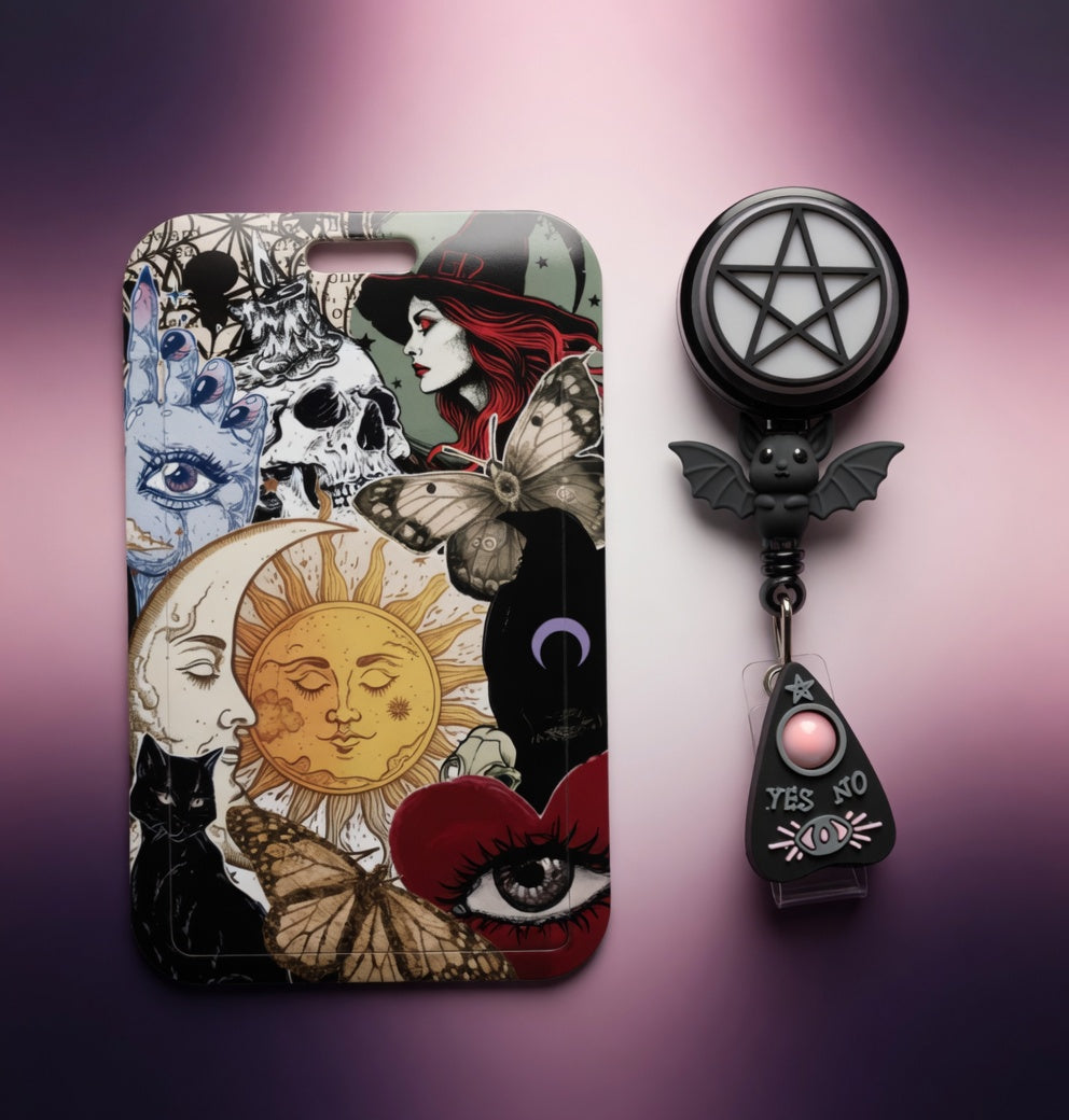 Witchy Pentagram ID Holder & Reel