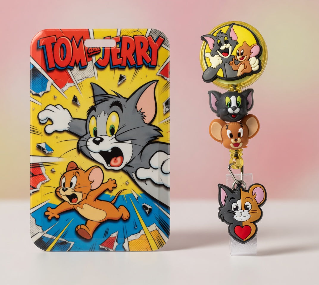Tom & Jerry Retractable ID Holder & Reel (Diseño Exclusivo)
