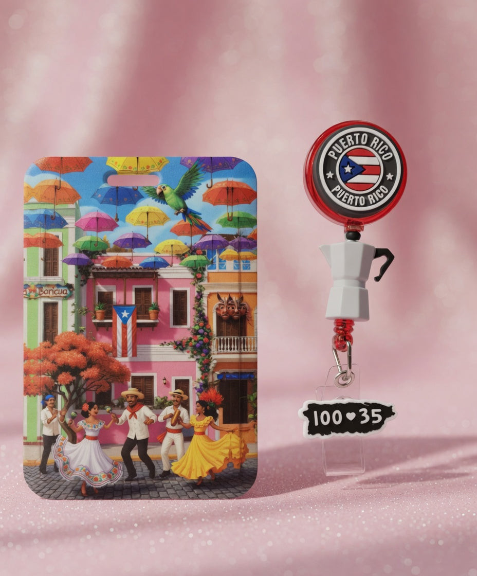 Puerto Rico ID Holder & Reel (Diseño Exclusivo)