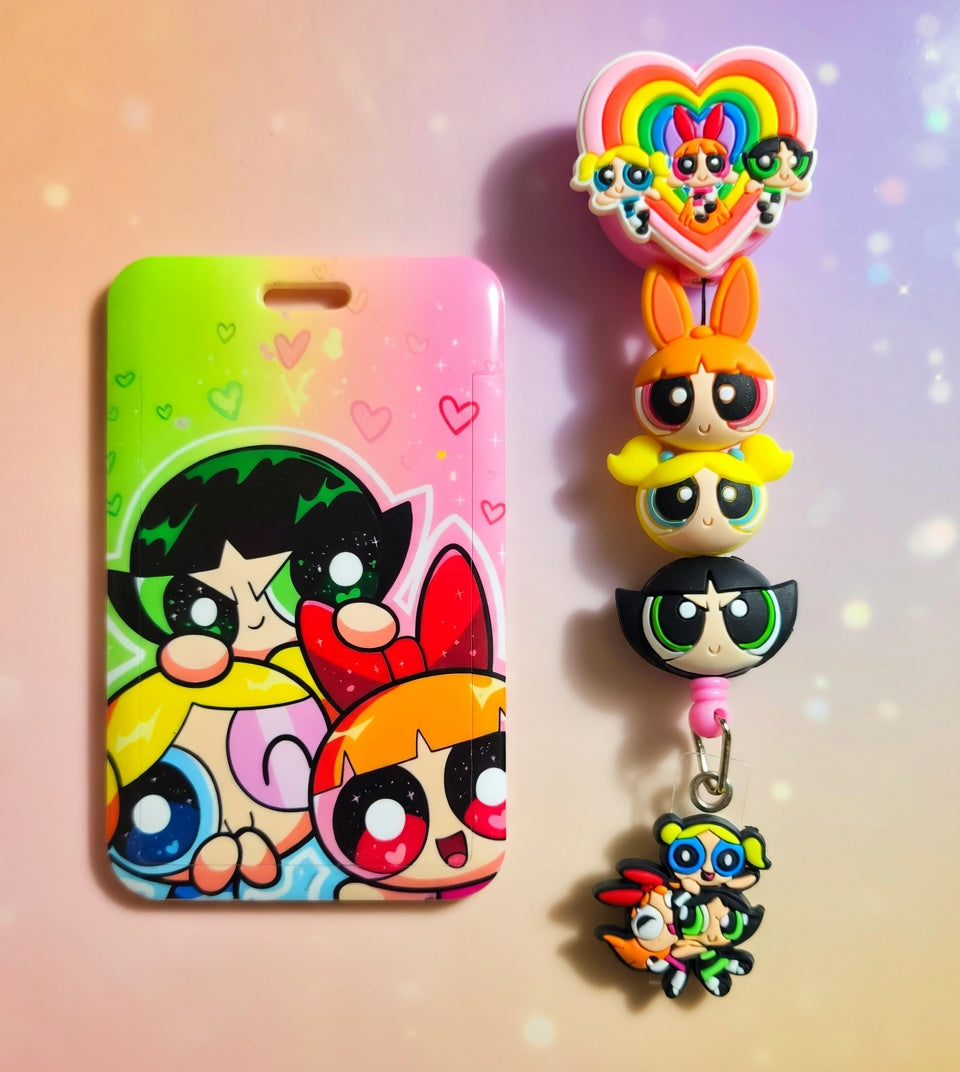 Powerpuff Girls ((Diseño Exclusivo)) ID Holder and Reel