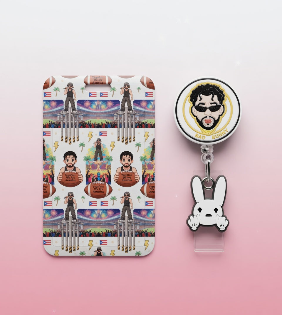 Bad Bunny ID Holder & Reel  (Diseño Exclusivo)